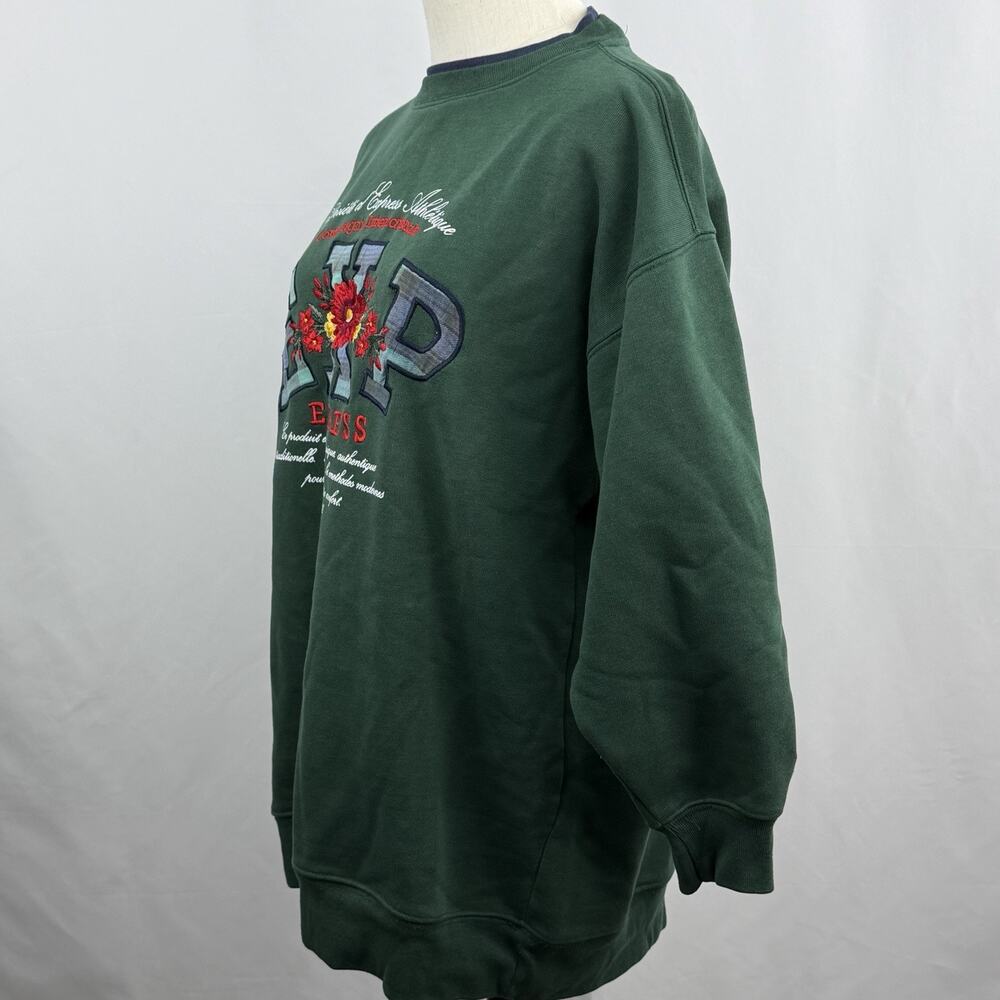 Vintage Express Athletique Floral Embroidered Sweatshirt Green Crewneck XS - Picture 4 of 6